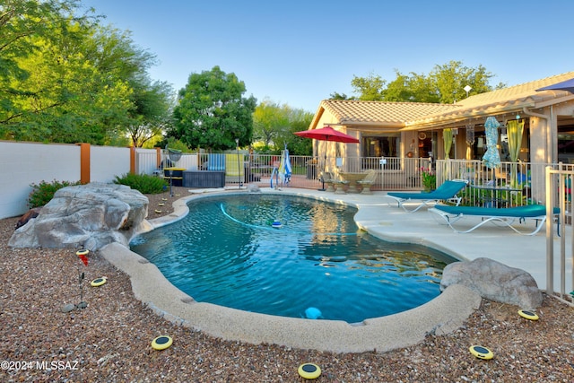 view of pool featuring a patio area