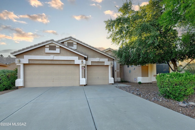 view of front facade with a garage