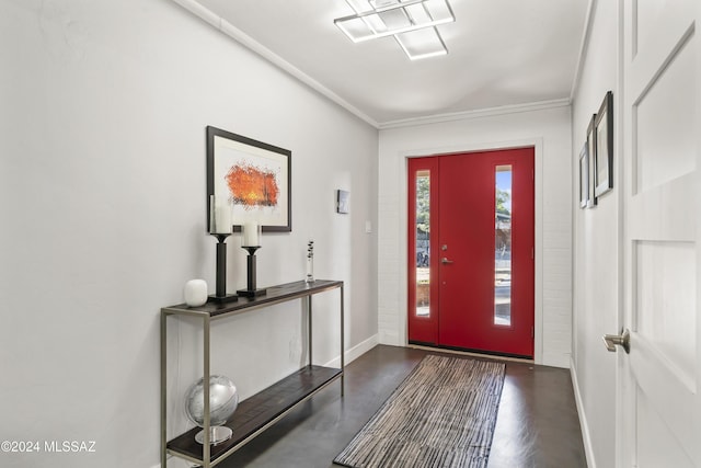 foyer with ornamental molding