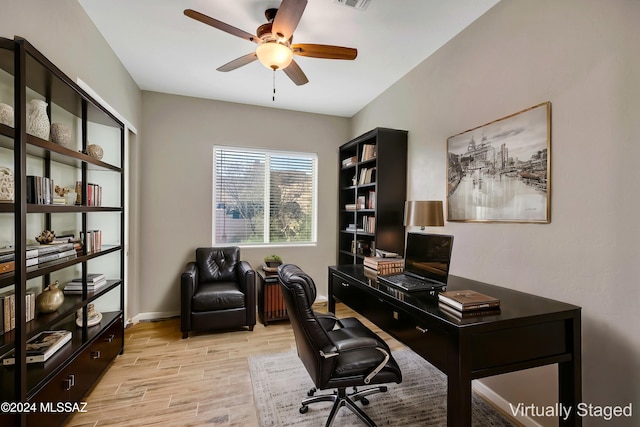 home office featuring ceiling fan