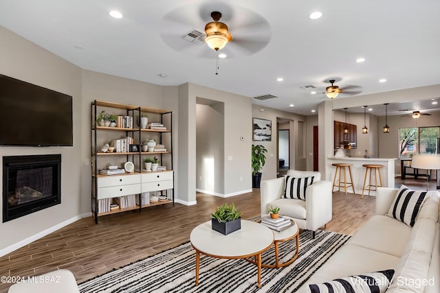 living room featuring wood-type flooring