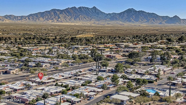 drone / aerial view with a mountain view