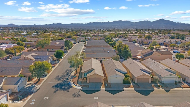 bird's eye view featuring a mountain view