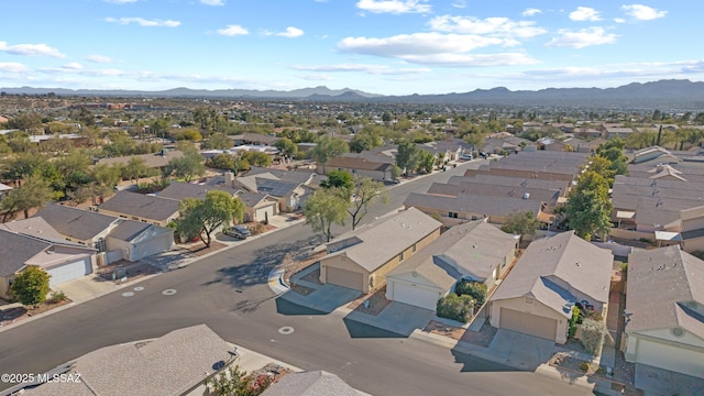 drone / aerial view with a mountain view