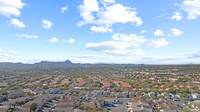 drone / aerial view featuring a mountain view