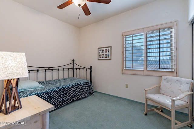 bedroom featuring carpet flooring and ceiling fan