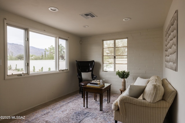 sitting room with a mountain view