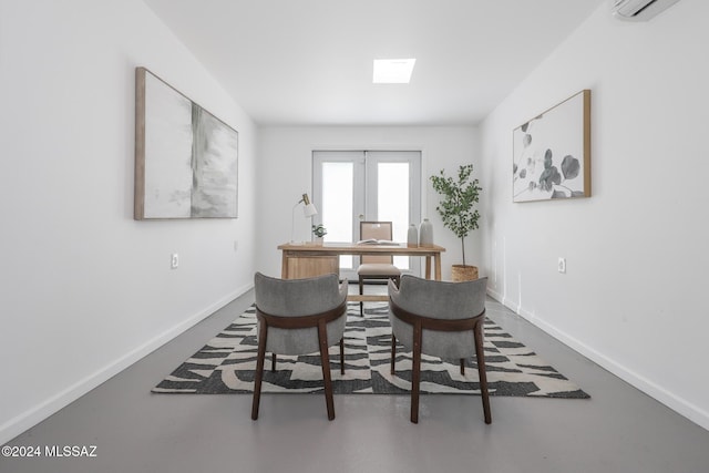 dining space featuring french doors