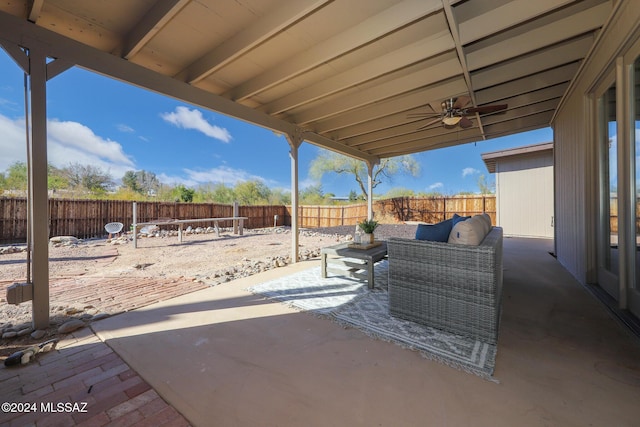 view of patio / terrace with ceiling fan