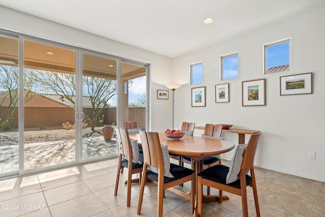 view of tiled dining area