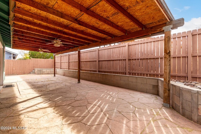 view of patio with ceiling fan