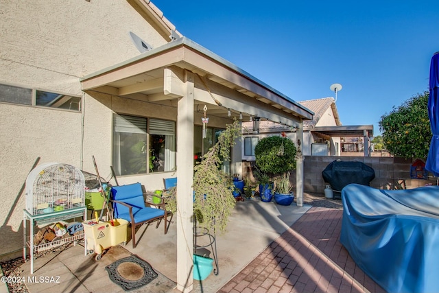 view of patio featuring grilling area