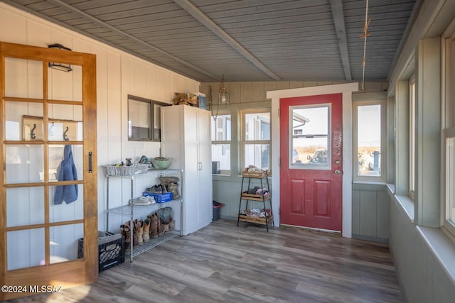 interior space with wood finished floors