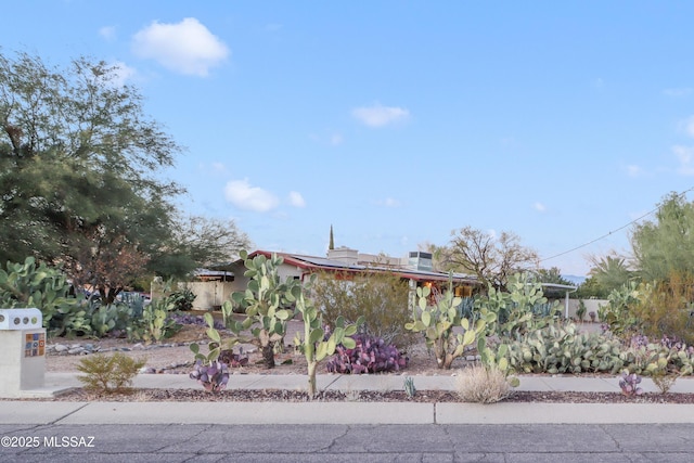 view of property hidden behind natural elements