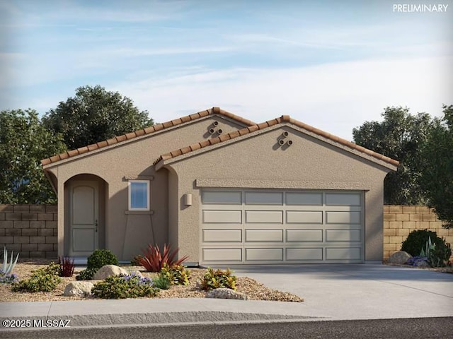 view of front of home with a garage