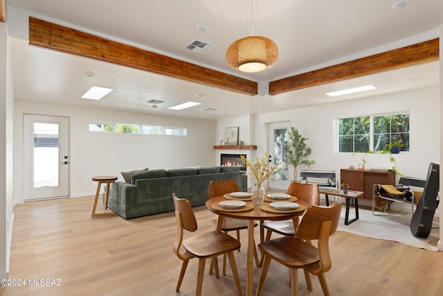 dining area with light hardwood / wood-style flooring