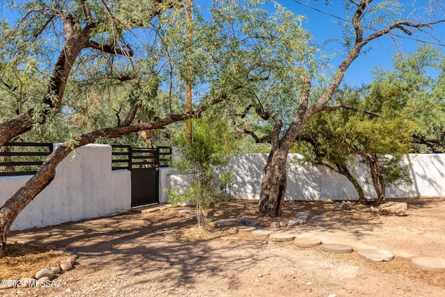 view of yard featuring a gate and fence