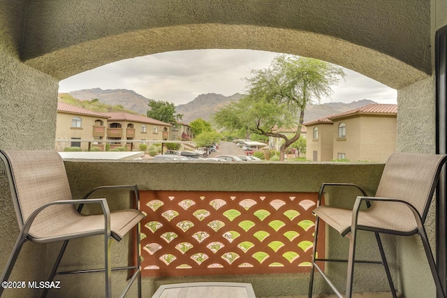 balcony with a mountain view