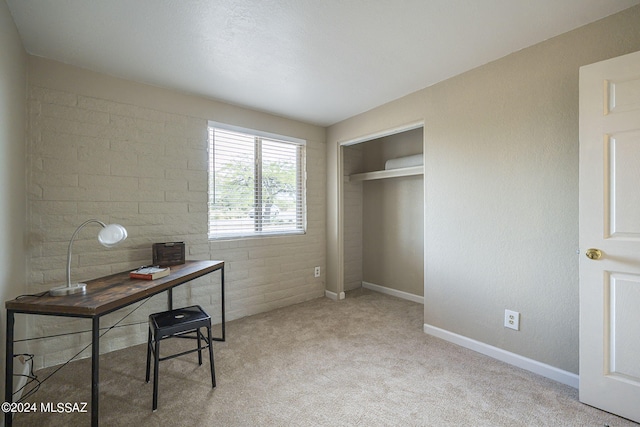 view of carpeted office space