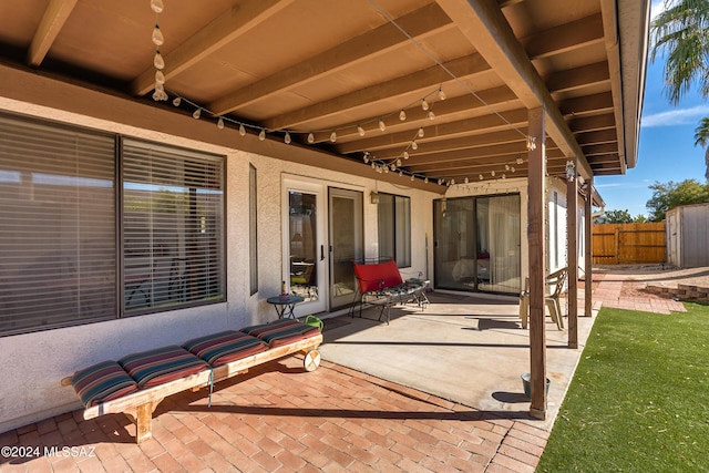 view of patio featuring french doors