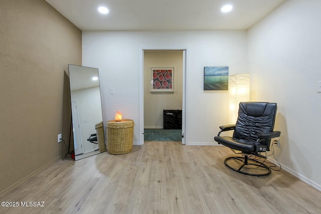 living area featuring light wood-type flooring