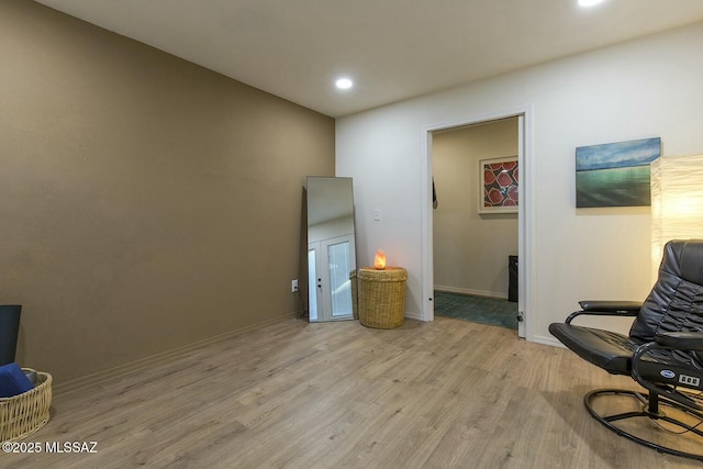 living area featuring light wood-type flooring