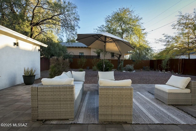 view of patio / terrace featuring an outdoor living space