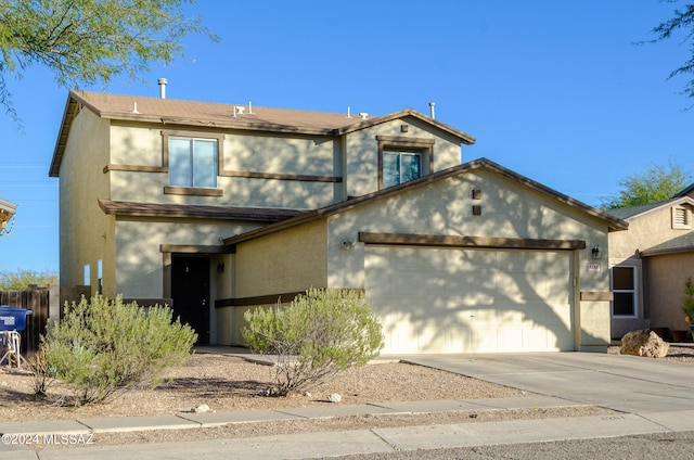 view of front of house with a garage