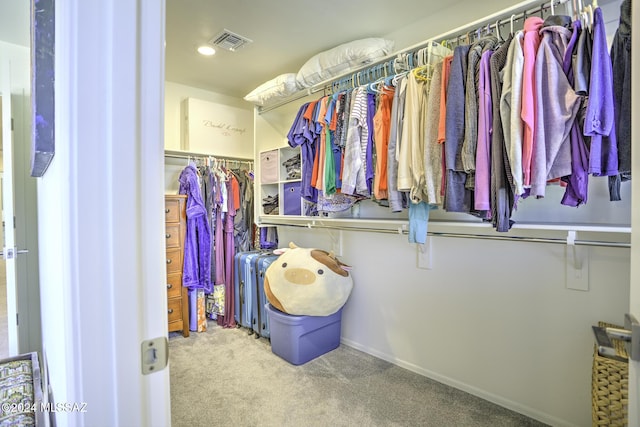 walk in closet featuring carpet