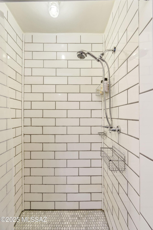 bathroom featuring a tile shower