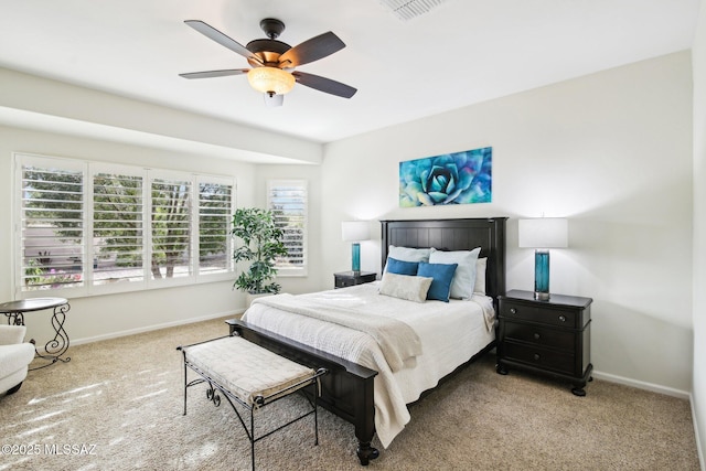 bedroom with carpet and ceiling fan