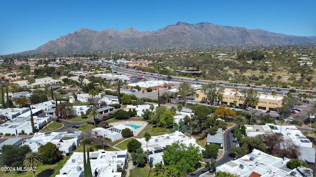 birds eye view of property featuring a mountain view