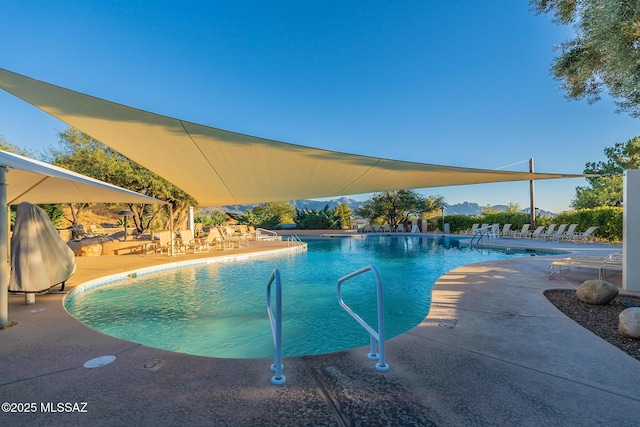 view of pool featuring a patio