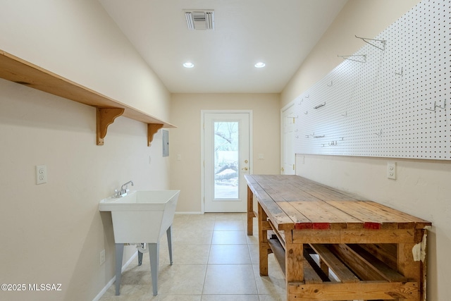 view of tiled dining area