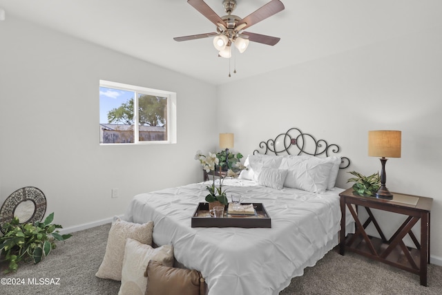 bedroom with carpet flooring and ceiling fan