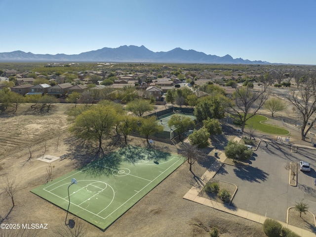 aerial view with a mountain view