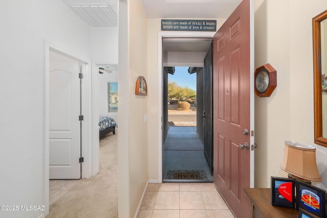 interior space featuring light tile patterned floors