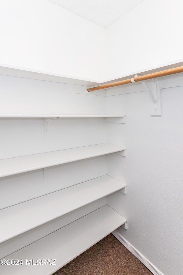 spacious closet with dark carpet