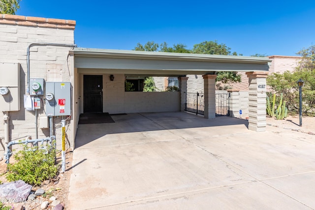 view of car parking with a carport