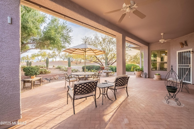 view of patio with ceiling fan