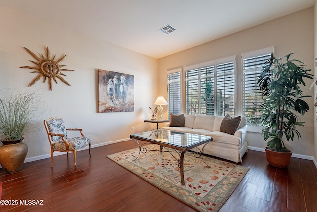 living room featuring dark hardwood / wood-style flooring