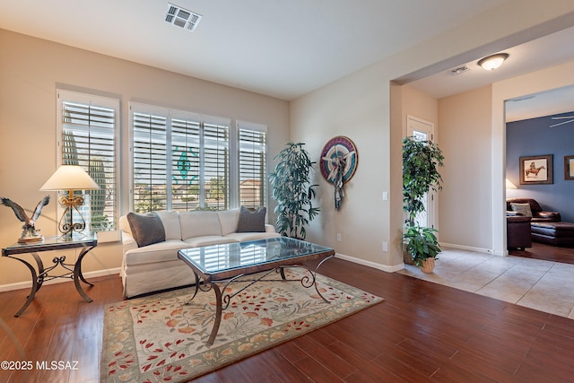 living room with hardwood / wood-style flooring