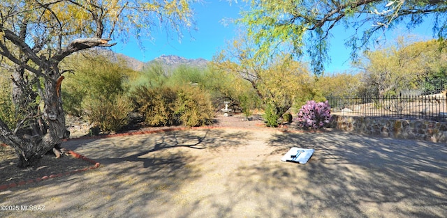 view of yard with a mountain view