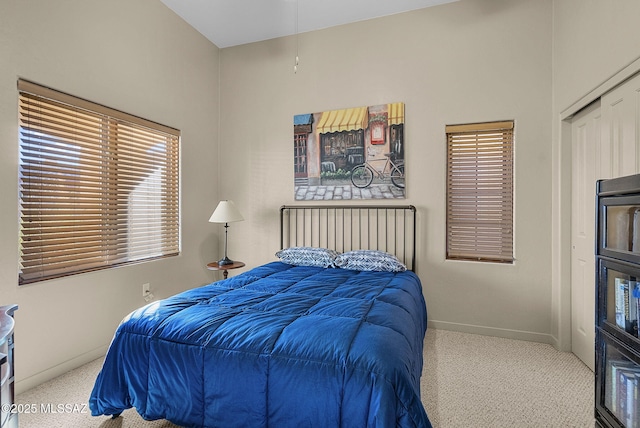 bedroom featuring carpet floors and a closet