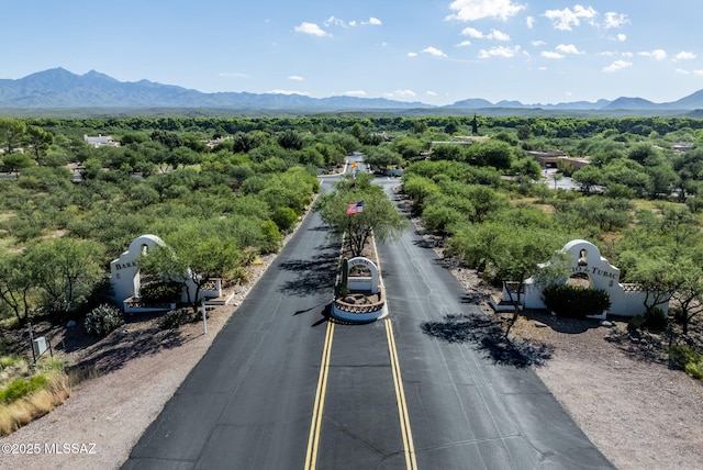 drone / aerial view with a mountain view