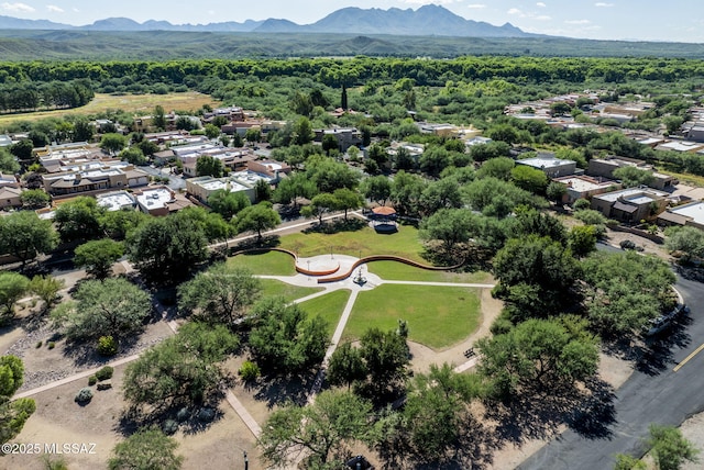 birds eye view of property with a mountain view