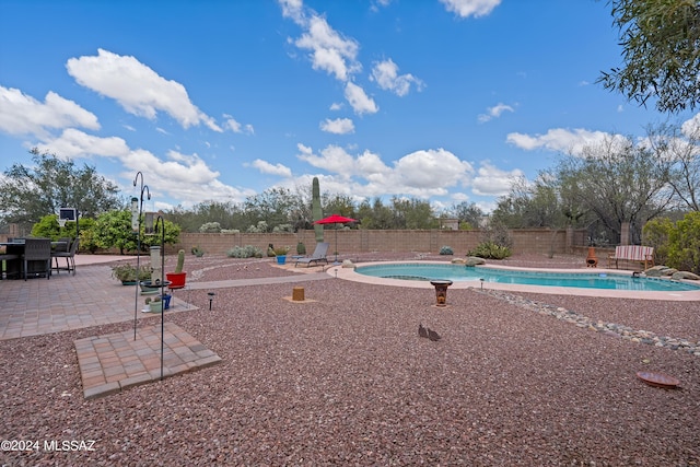 view of swimming pool with a patio area