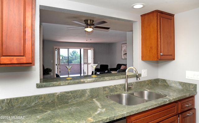 kitchen with sink and ceiling fan