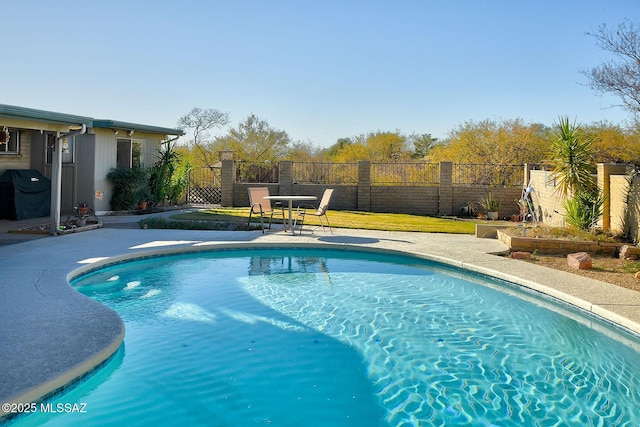 view of pool with grilling area