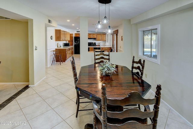 view of tiled dining space